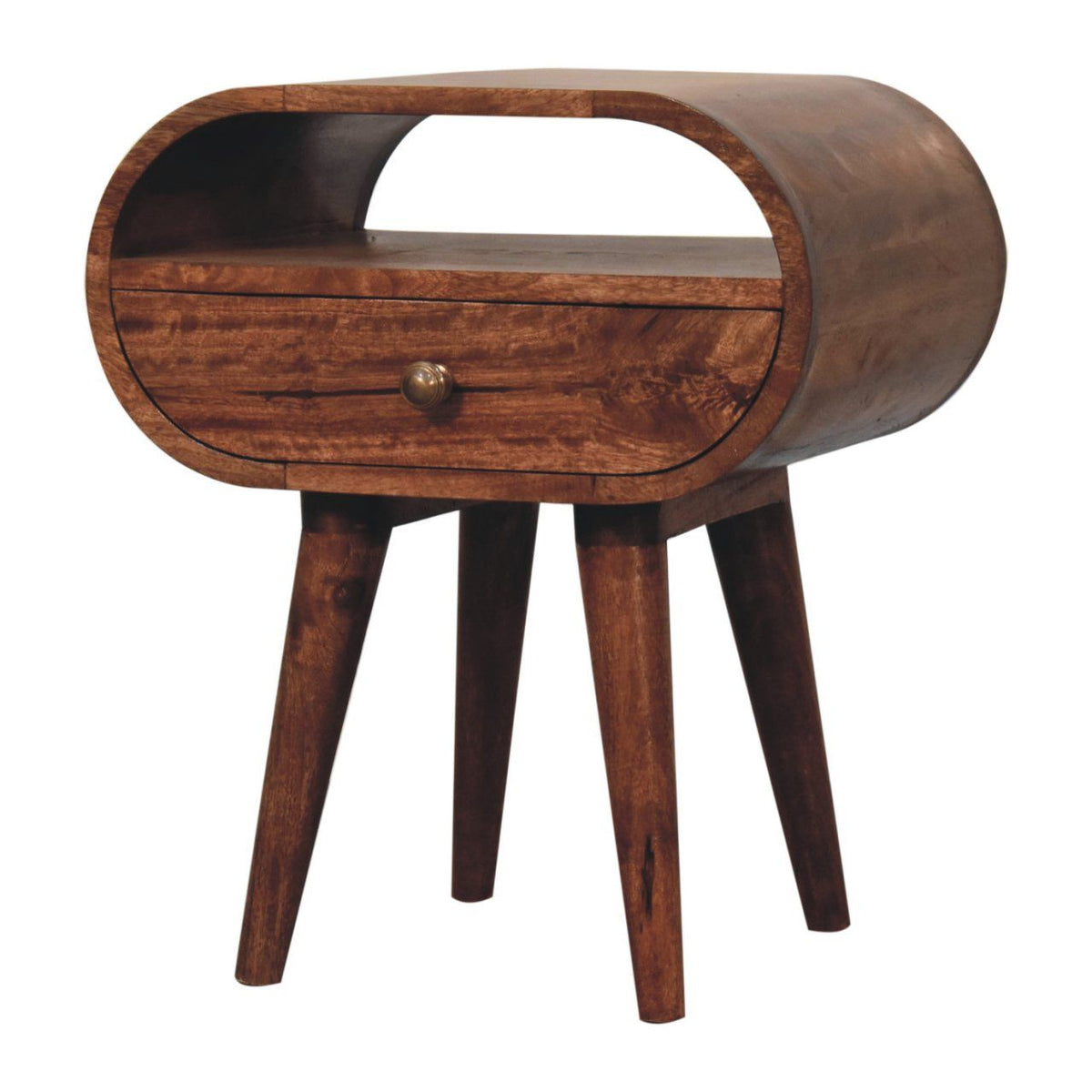 Circular Bedside Table With Open Slot - Caramel by Unique Piece Furniture