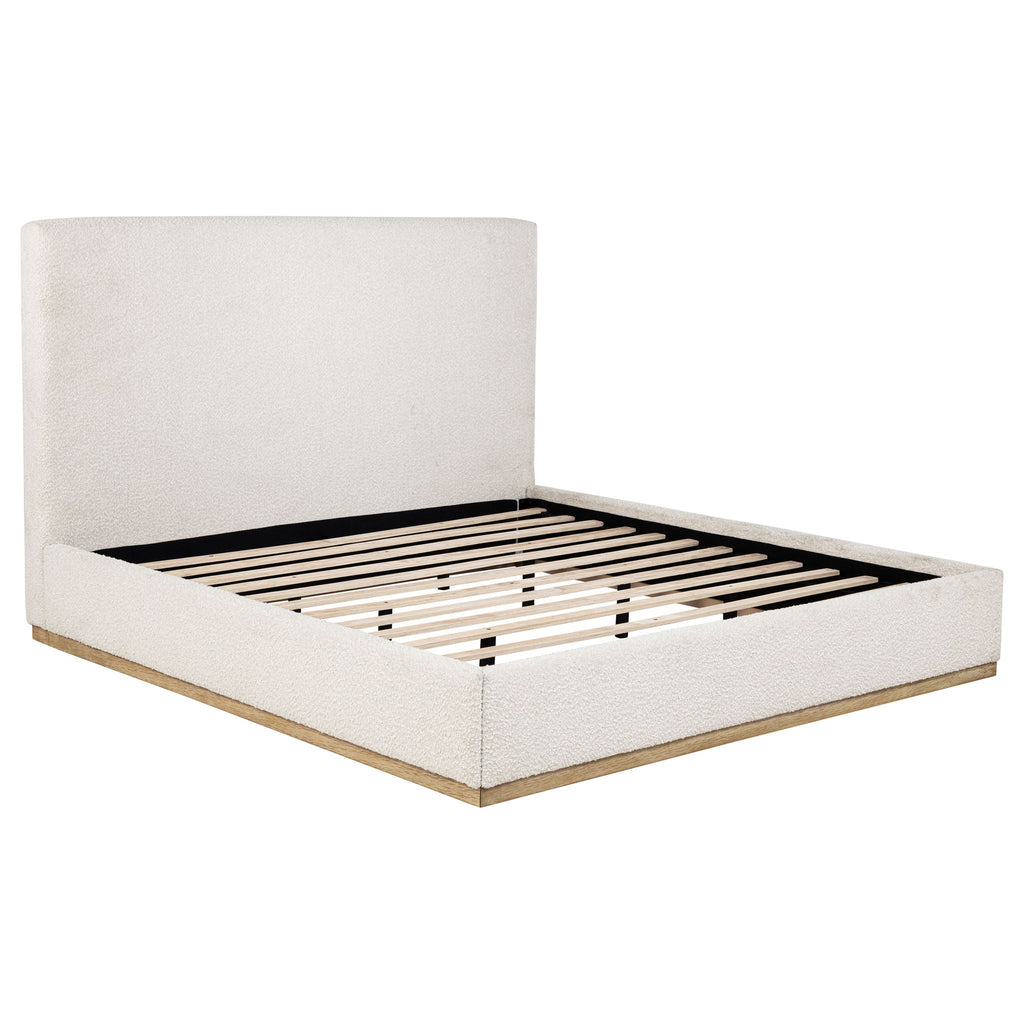 Knox Eastern King Bouclé Upholstered Platform Bed Cream by Unique Piece Furniture