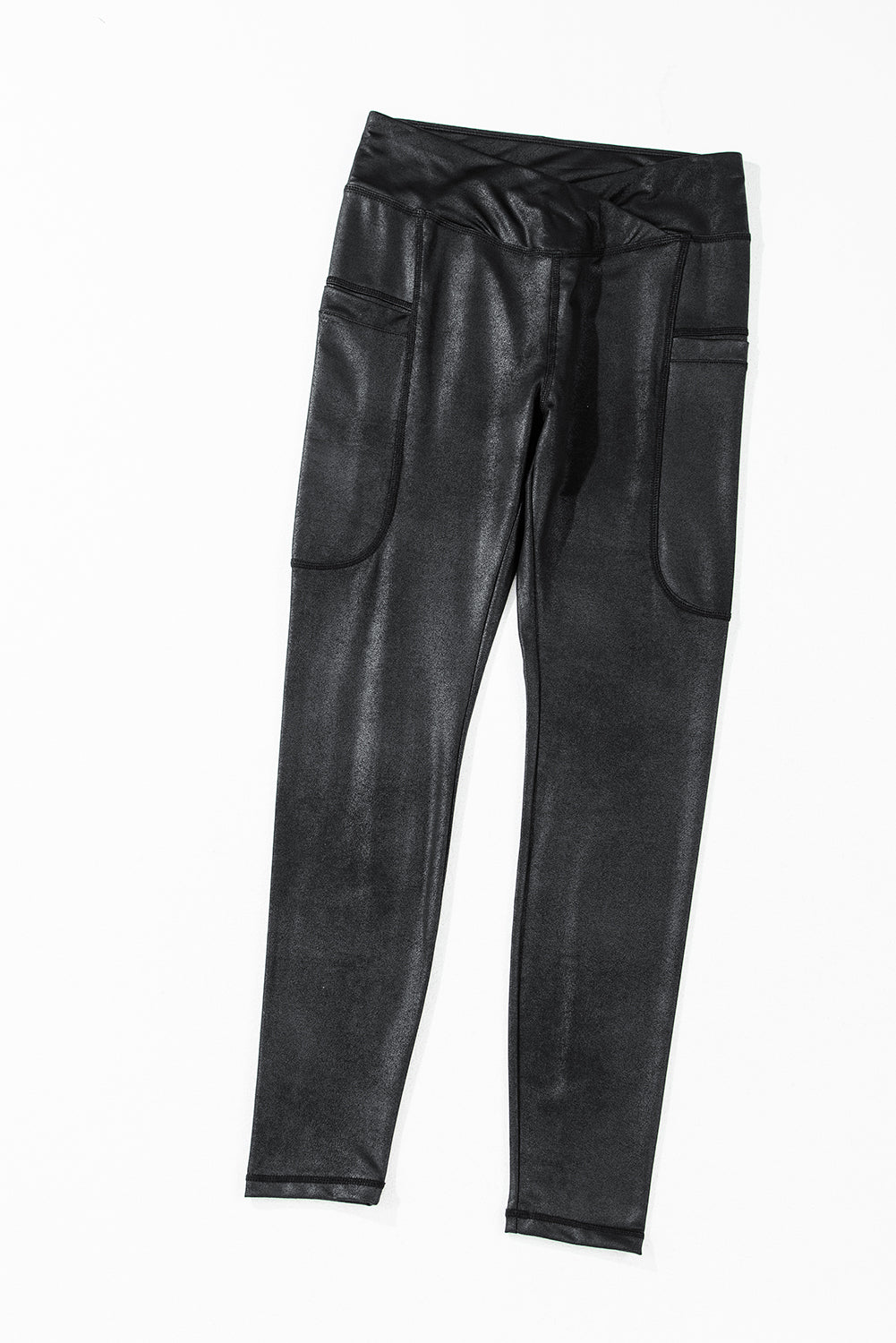 Black V Crossover High Waist Pocketed Leggings by Dear-Lover Dropshipping