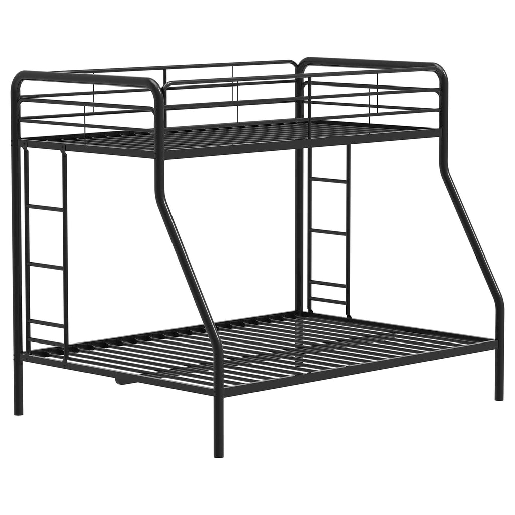 Carson Metal Twin Over Full Bunk Bed Glossy Black by Unique Piece Furniture