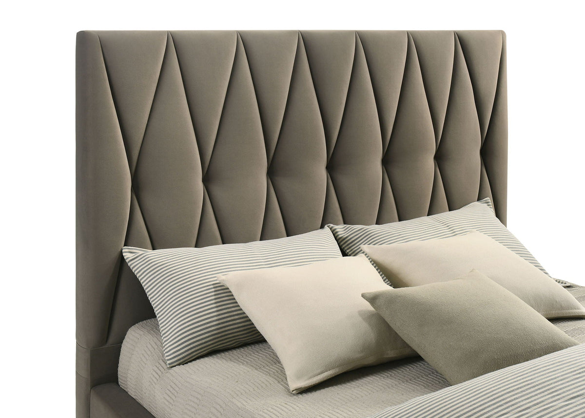 Delsea Upholstered Queen Panel Platform Bed Light Brown by Unique Piece Furniture