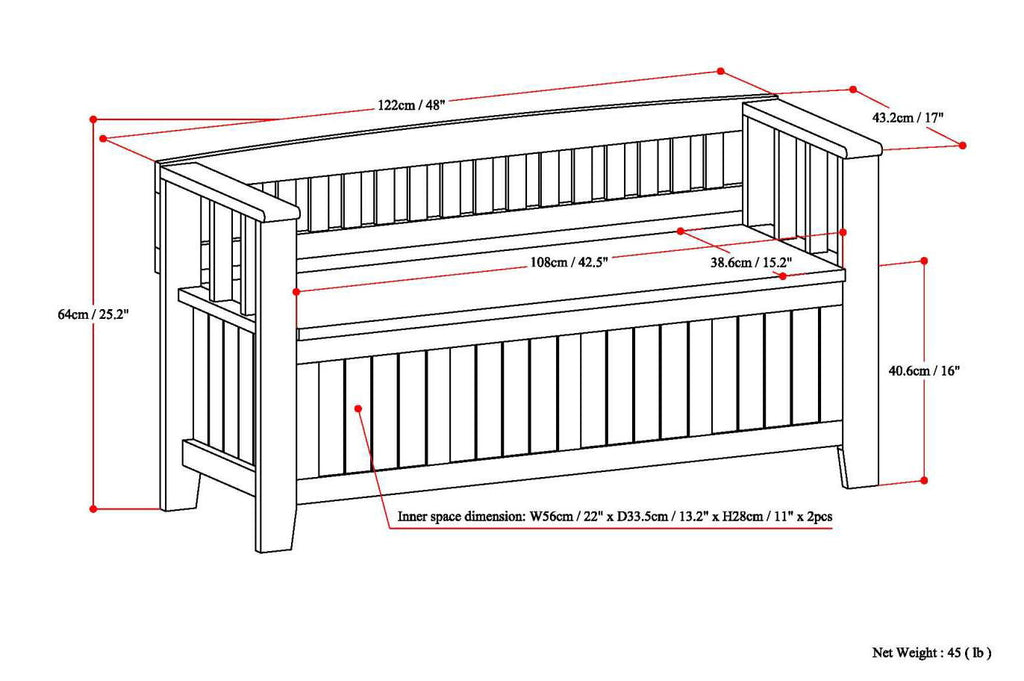 Acadian - Entryway Storage Bench, Handcrafted by Unique Piece Furniture