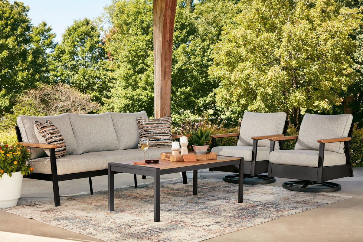 Carmel Highlands - Sofa, Chairs, Table Set (Set of 4) - Dark Brown by Unique Piece Furniture