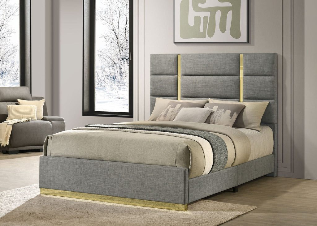 Ines 56-inch Fabric Upholstered Queen Panel Bed Grey by Unique Piece Furniture