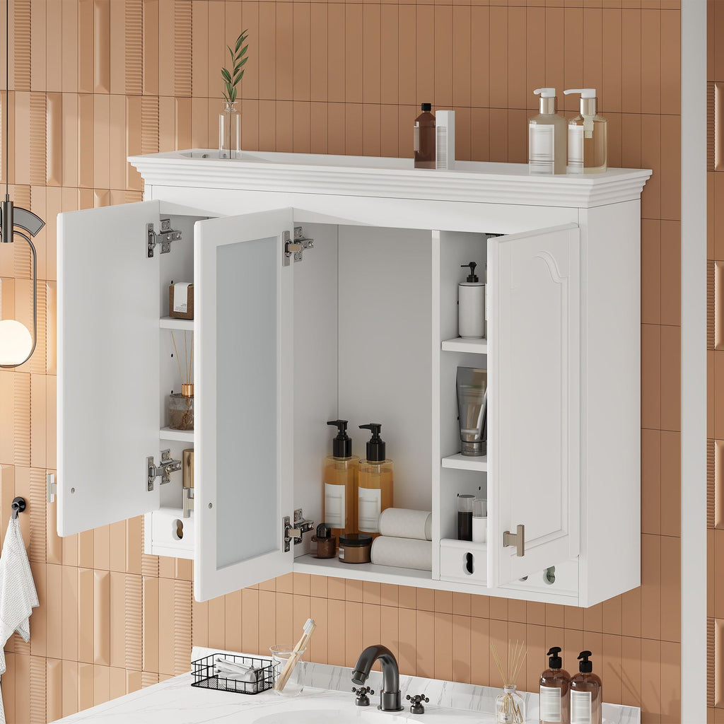 Wall Mount Mirror Cabinet With Adjustable Shelves, Soft Closing Hinges by Unique Piece Furniture