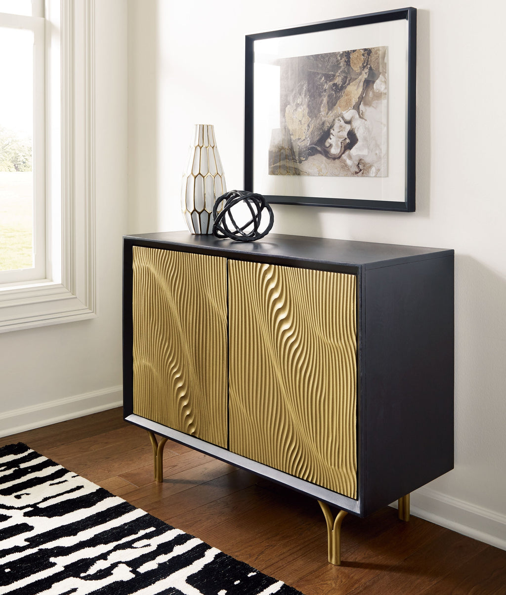 Tayner - Accent Cabinet - Black / Gold Finish by Unique Piece Furniture