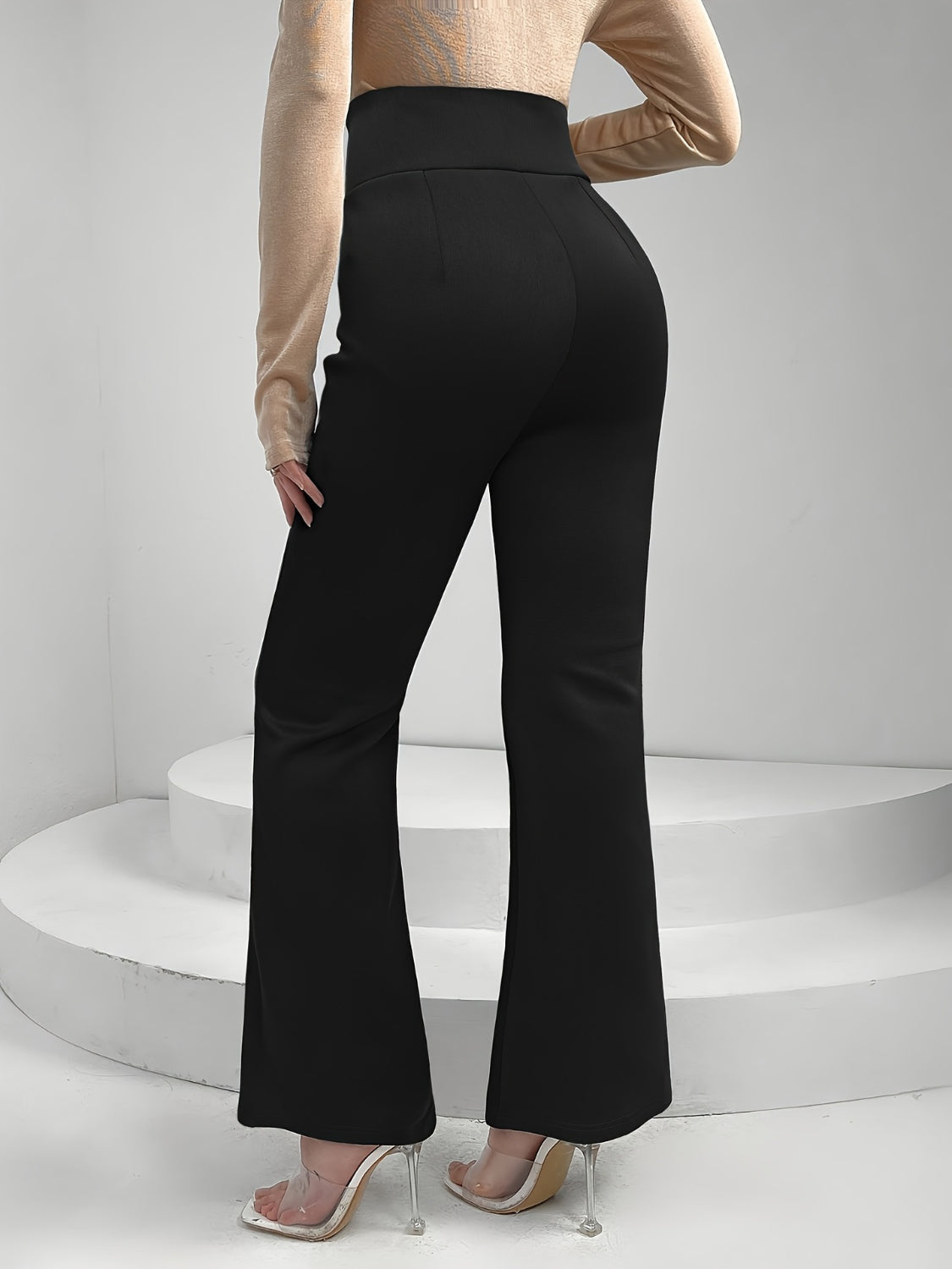 LuxeStyle Lace Up Slit Bootcut Pants – Stylish Crisscross Design See size chart under “more details” by The Fashion Celestial
