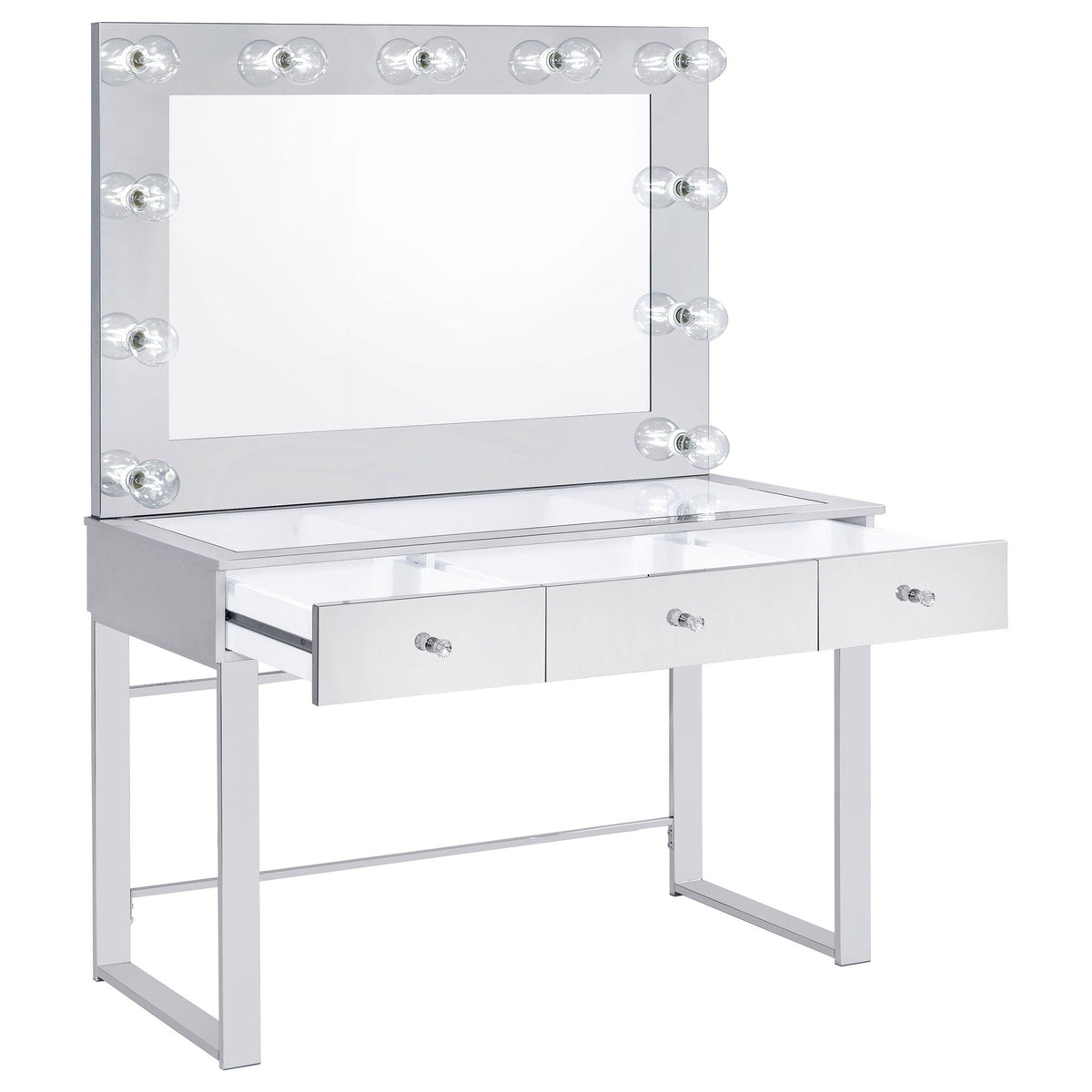 Umbridge 3-drawer Vanity Set with Lighting Chrome and White by Unique Piece Furniture