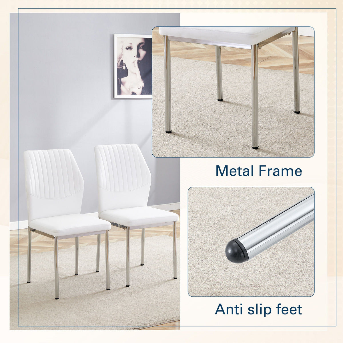Luxury Simple High Resilience Dining Chair With Metal Legs by Unique Piece Furniture