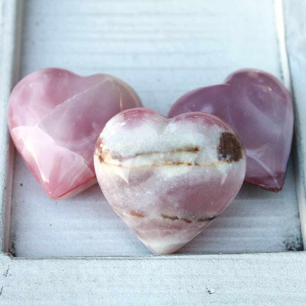 Pink Onyx Heart Crystal – 1.5" Polished Stone for Love, Healing & Décor by Sacred Crystals