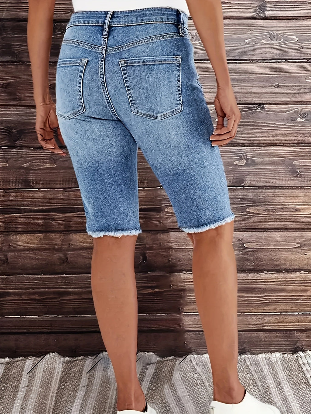 Elegant Stretch Slim Embroidered Mi length Jeans by Trendy Attic Store01