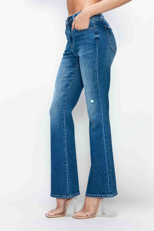 bytos Full Size High Rise Bootcut Jeans with Pockets by Wild and Free Boutique
