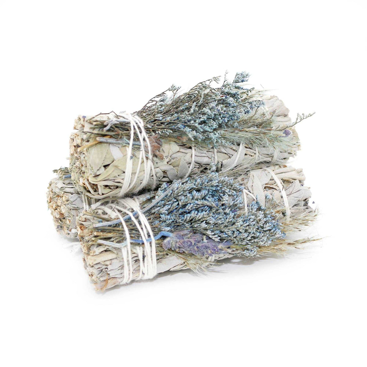 'Blue Bouquet' Floral White Sage Smudge Stick (4 in.) by Sacred Crystals