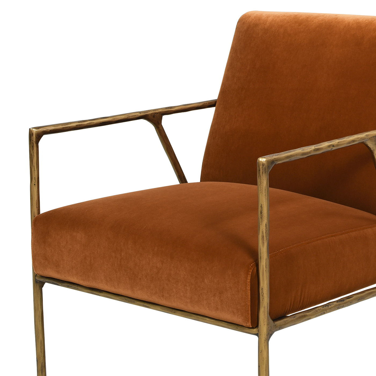 Aerin - Hammered Brass Upholstered Accent Arm Chair by Unique Piece Furniture