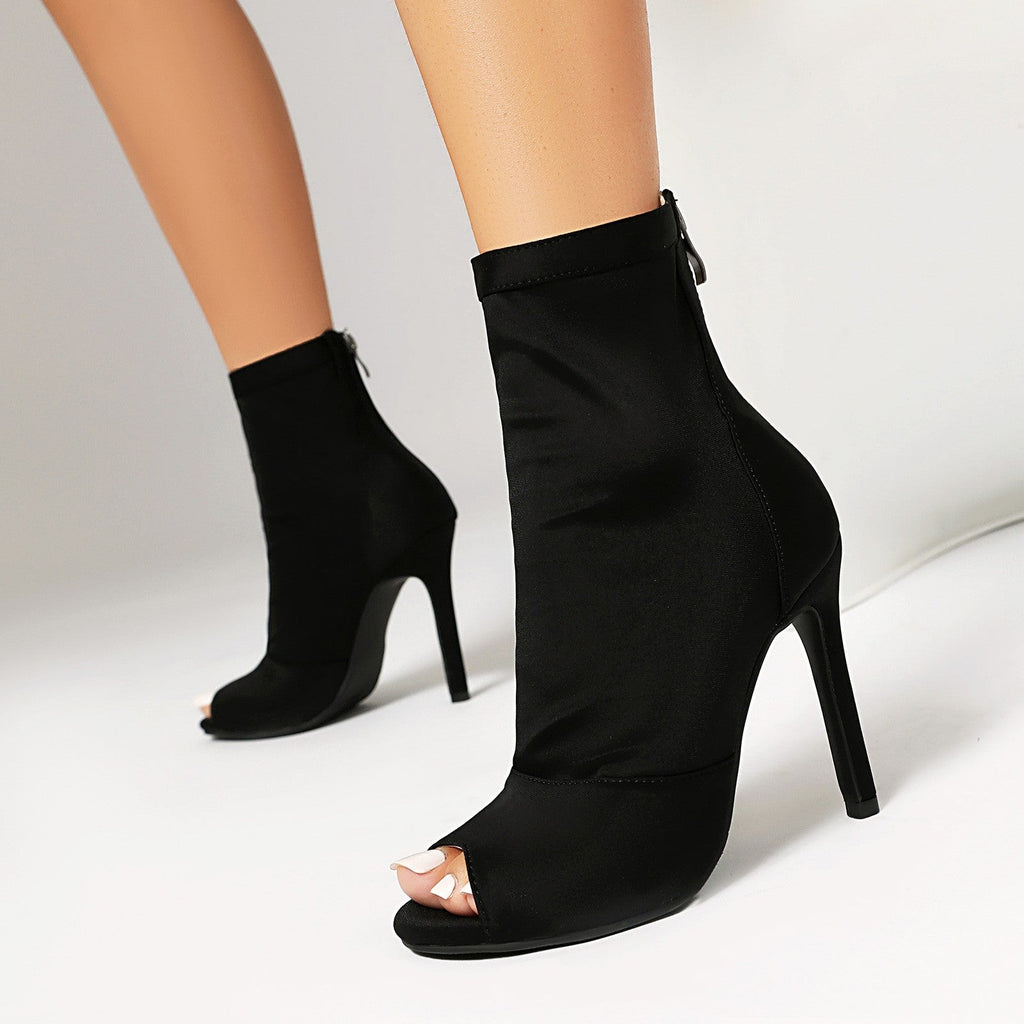 Women’s Peep Toe Stiletto Boots | High Heel Fishmouth Boots by FitiqueFit