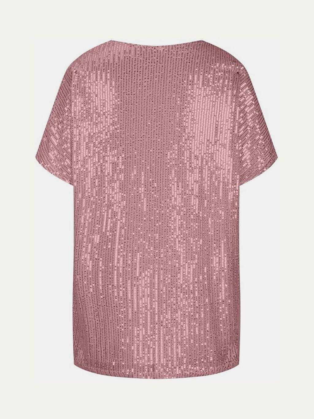 Full Size Sequin V-Neck Short Sleeve Top for Women by Selvanelle