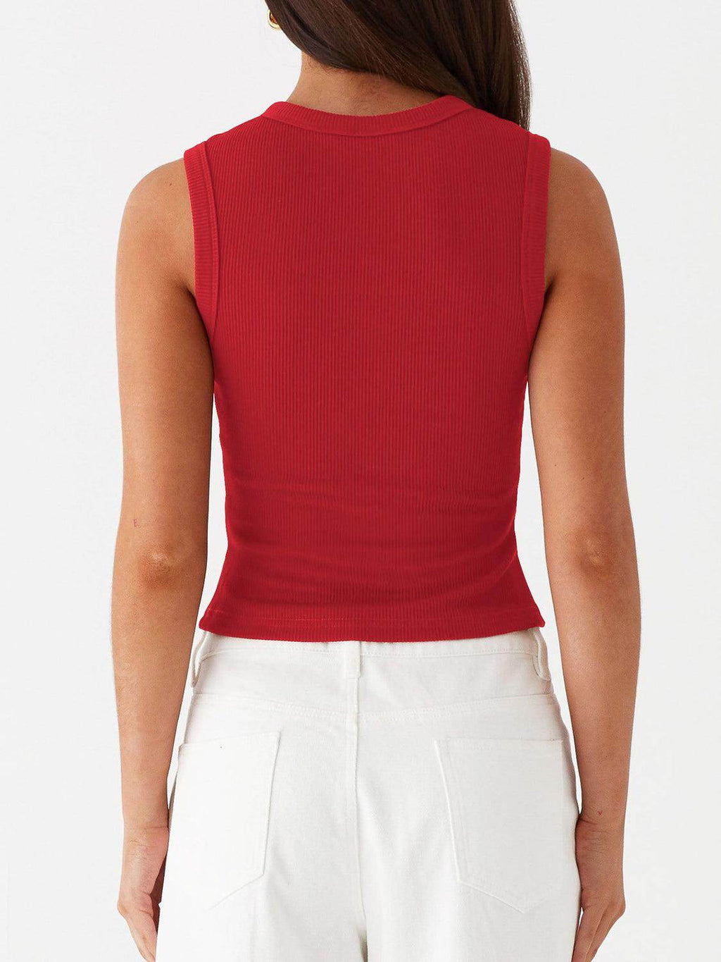 Lovelet Button Up Round Neck Tank for Stylish Comfort by Selvanelle