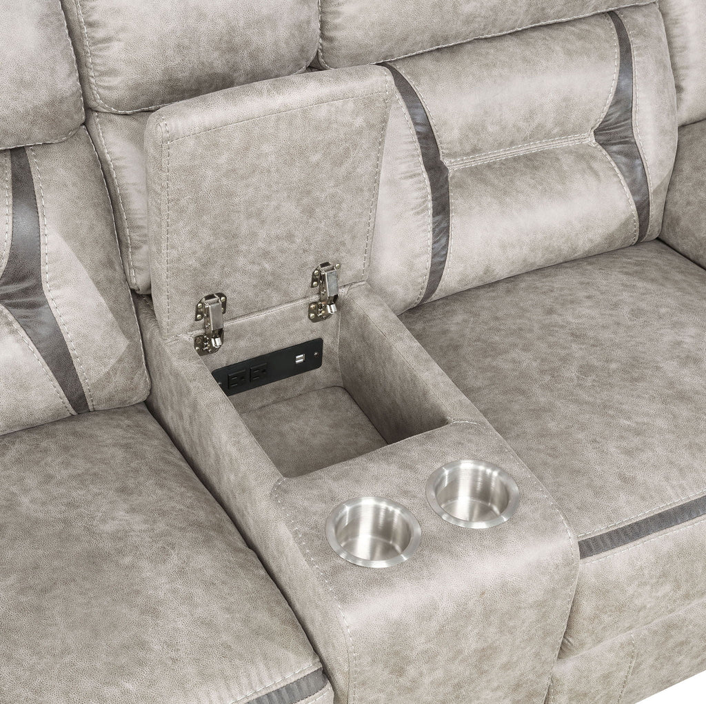 Greer Upholstered Motion Reclining Loveseat Taupe by Unique Piece Furniture