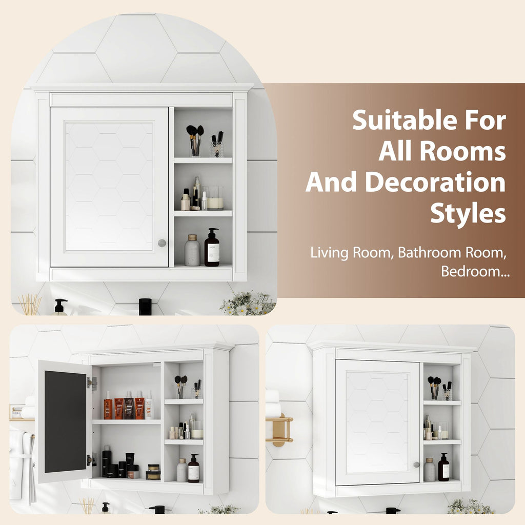 Wall Mounted Medicine Cabinet With Mirror And 3 Open Shelves by Unique Piece Furniture