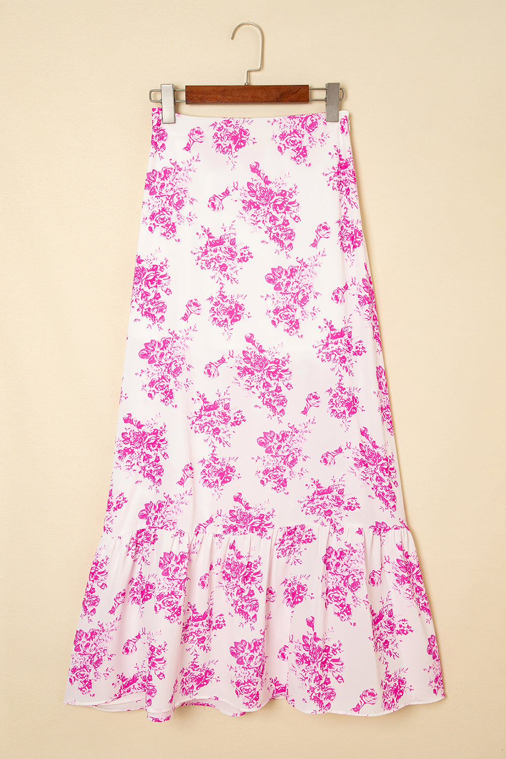 Black Boho Floral High Waist Ruffle Split Maxi Skirt by Wild and Free Boutique