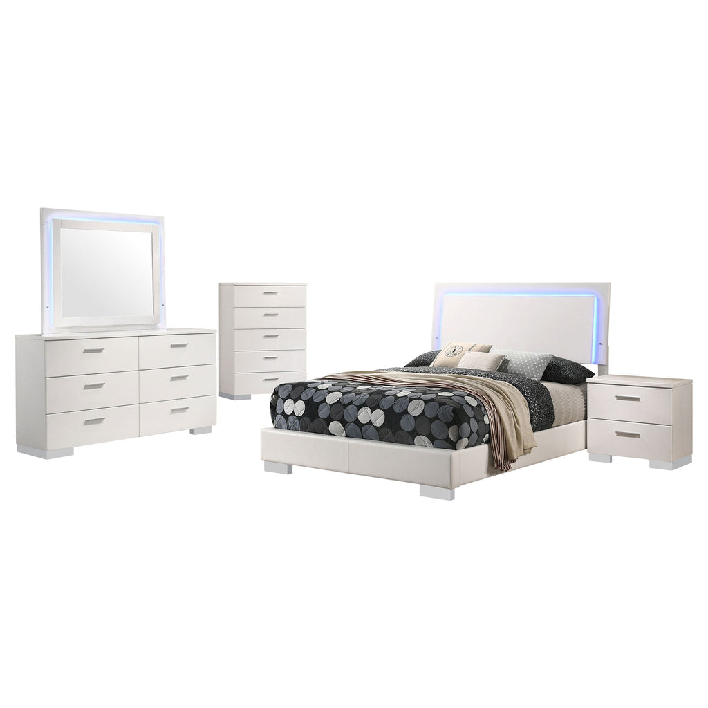 Felicity 5-piece Full Bedroom Set White High Gloss by Unique Piece Furniture