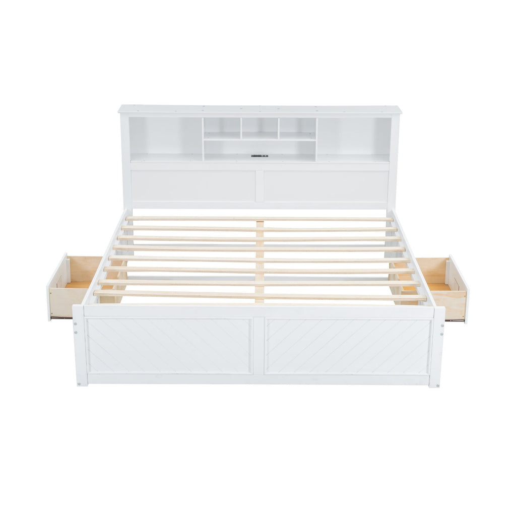 Platform Bed With Multi Storage Headboard, USB And Drawers by Unique Piece Furniture