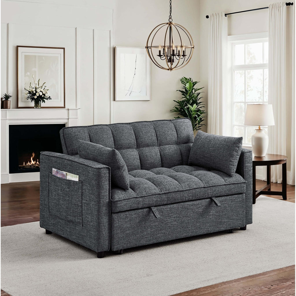 Sienna - Tufted Convertible Sleeper Sofa With Chaise - Gray by Unique Piece Furniture