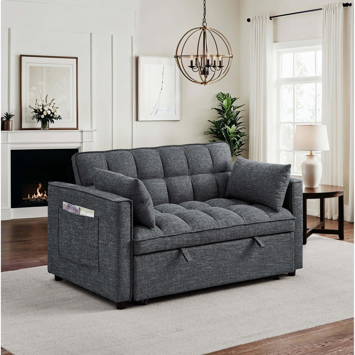 Sienna - Tufted Convertible Sleeper Sofa With Chaise - Gray by Unique Piece Furniture