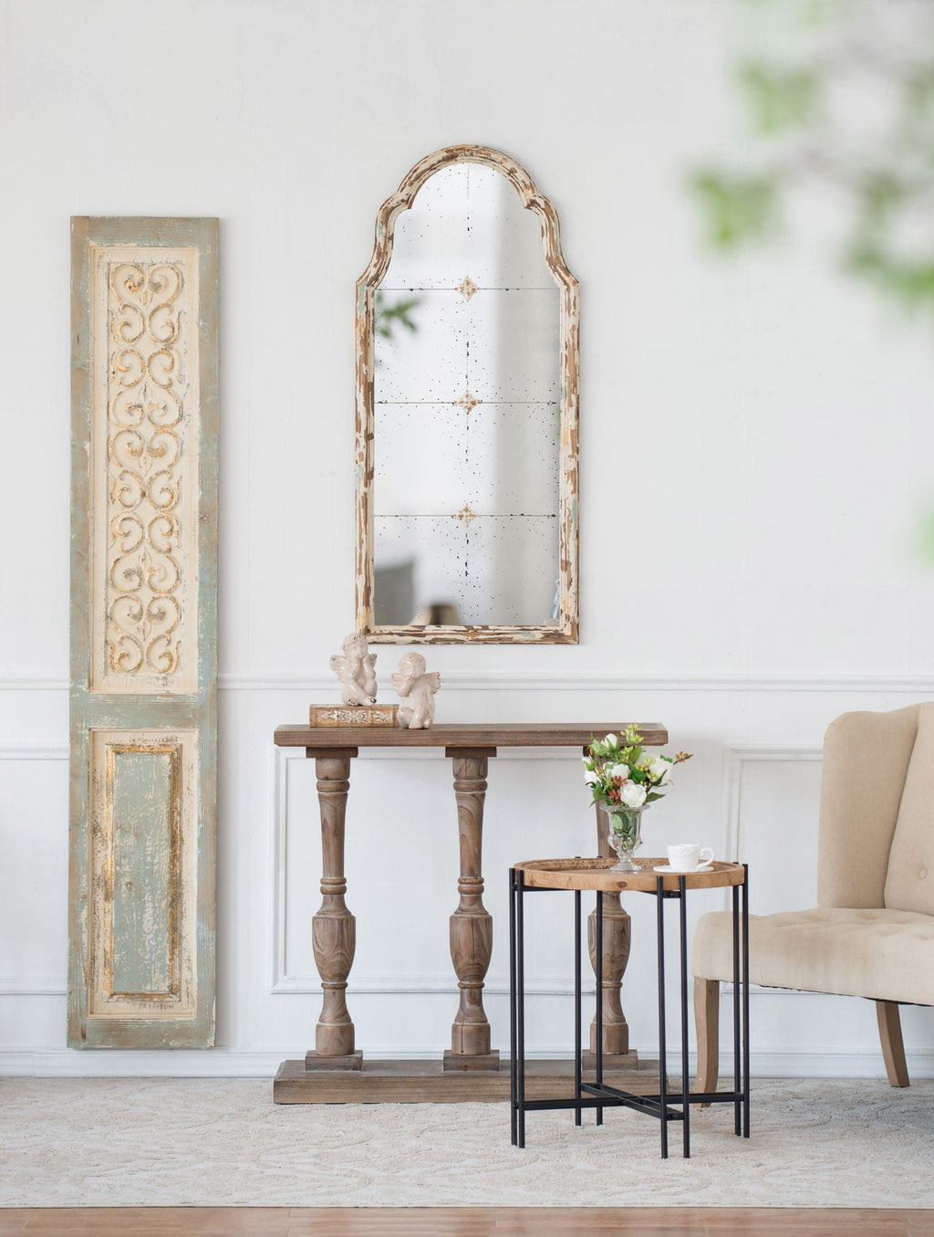 Large Wooden Rectangle Hanging Panel Decorative Wall Sculpture, Carved Wall Art - Beige by Unique Piece Furniture