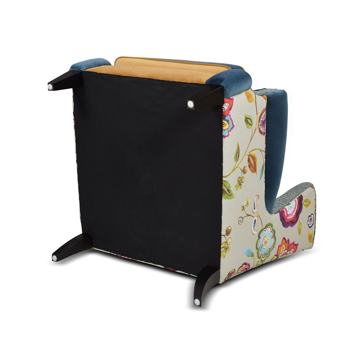 Anya - Boho Chic Wingback Accent Arm Chair - Floral / Leopard / Blue Teal / Yellow Gold by Unique Piece Furniture