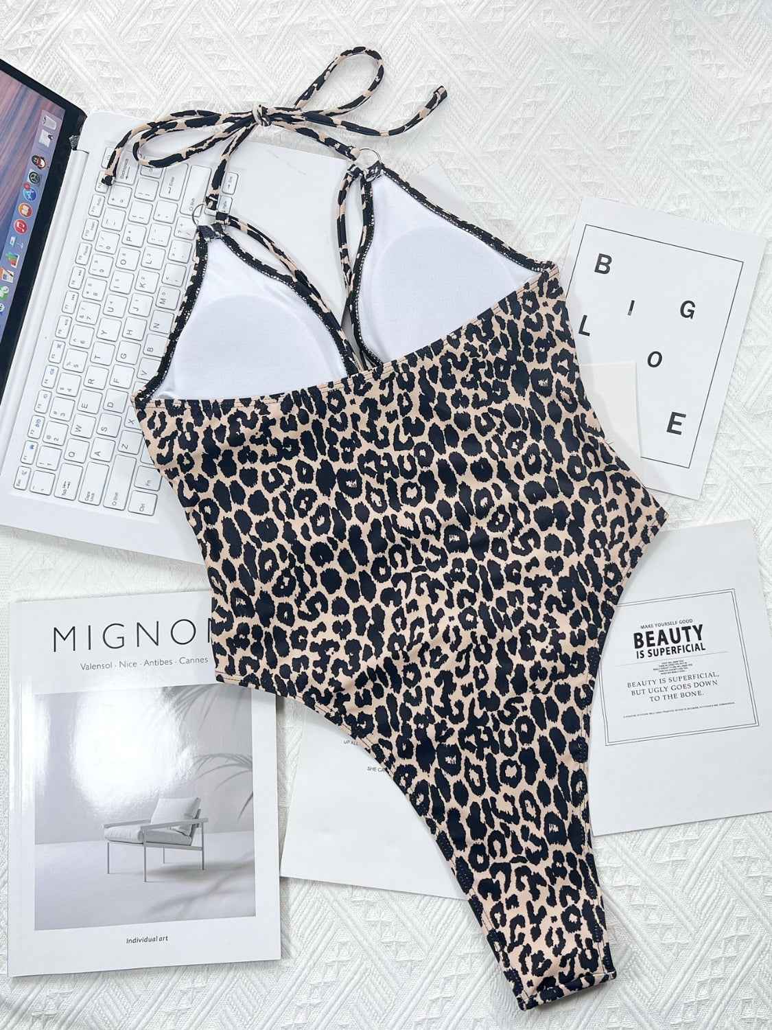 Leopard Cutout Halter Neck One-Piece Swimwear by Wild and Free Boutique