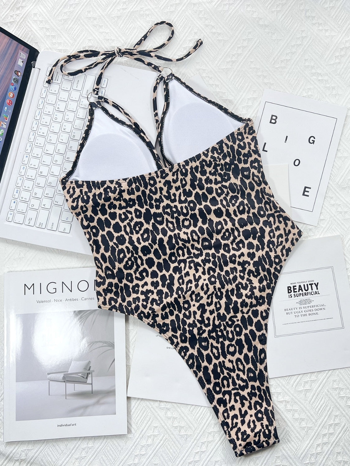 Leopard Cutout Halter Neck One-Piece Swimwear by Wild and Free Boutique