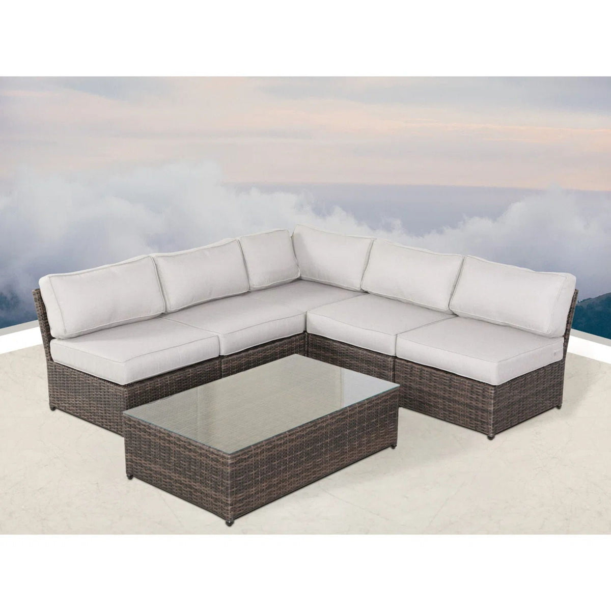 Comfortable Modern Patio Rattan Sectional Set With Cushions by Unique Piece Furniture