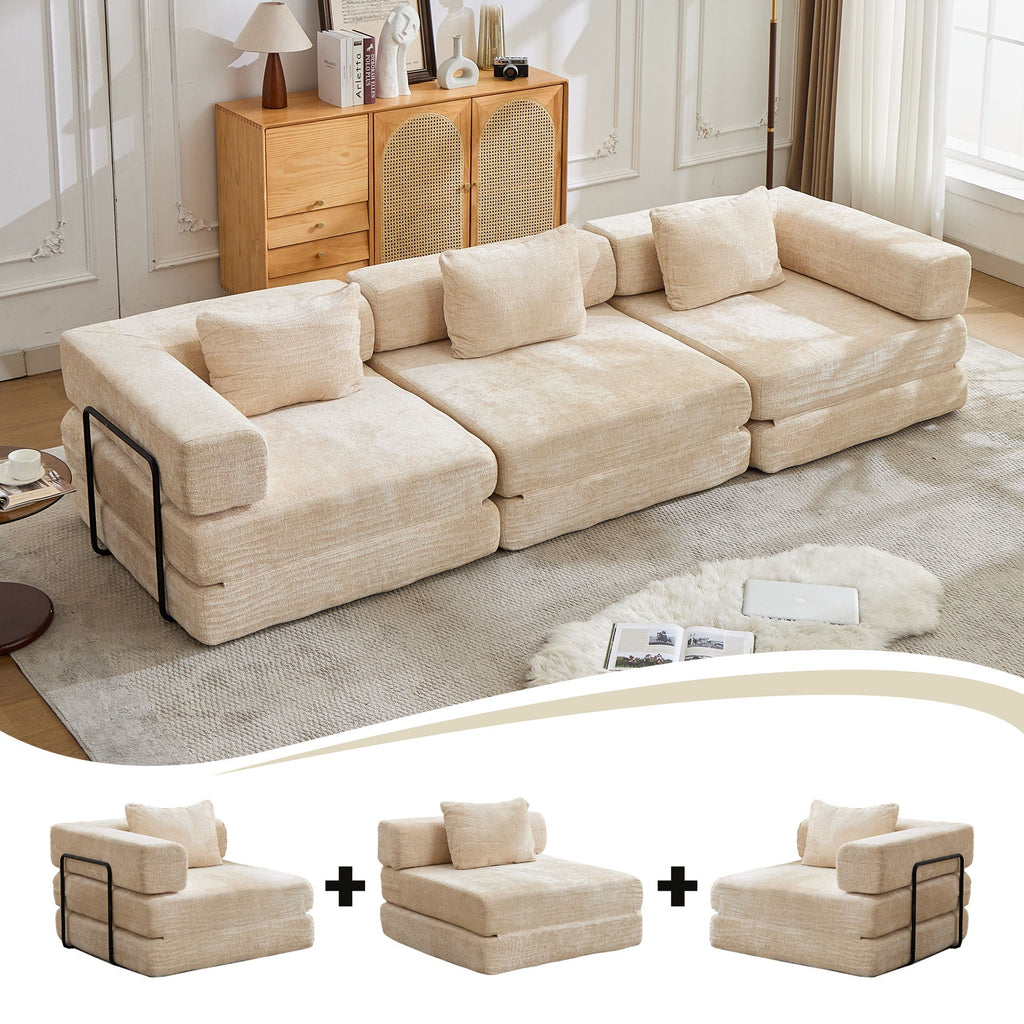 Convertible Floor Sofa Bed, Boneless Modular Sectional Sofa For Living Room by Unique Piece Furniture