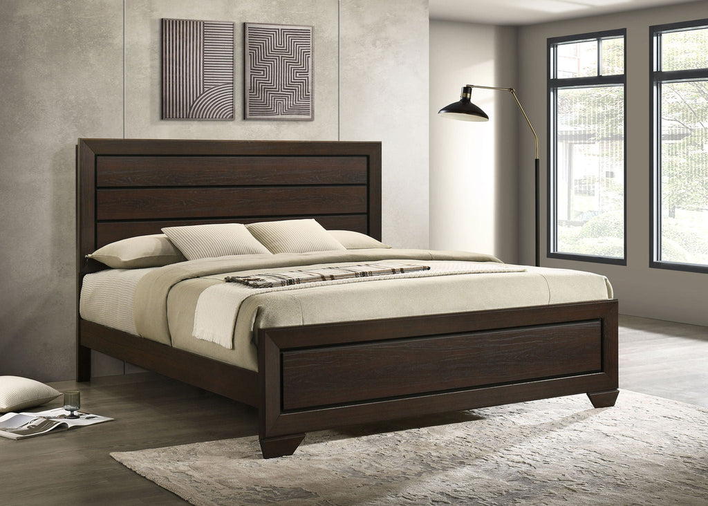Kauffman Wood Eastern King Panel Bed Dark Cocoa by Unique Piece Furniture