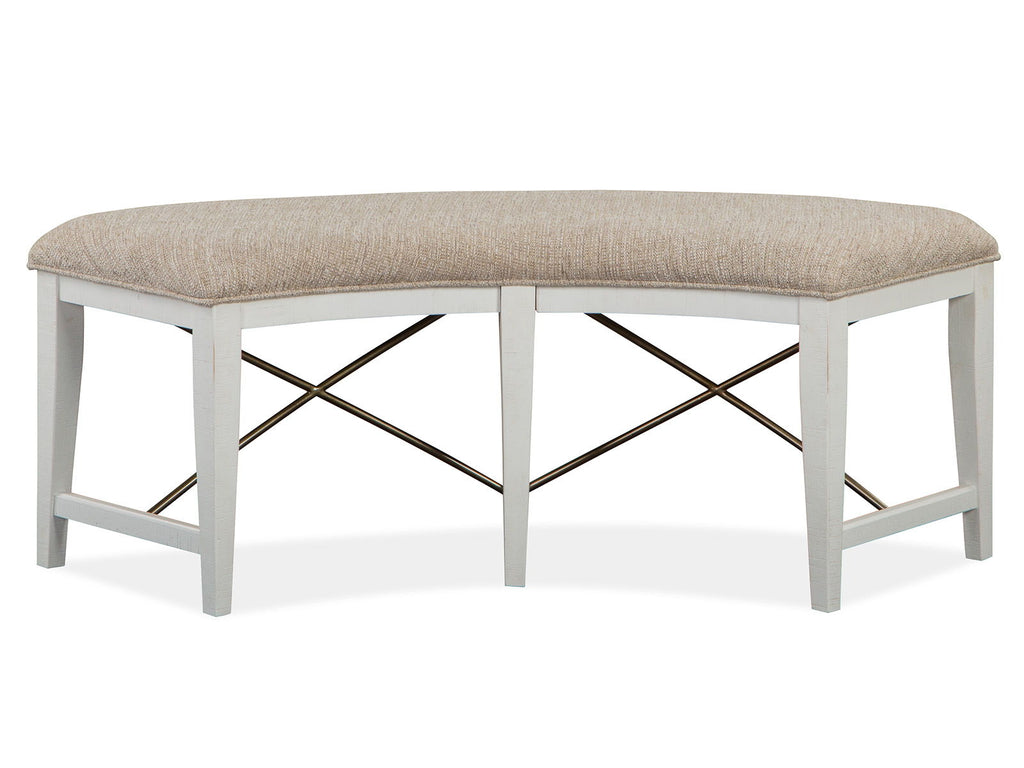 Heron Cove - Curved Bench With Upholstered Seat - Chalk White by Unique Piece Furniture