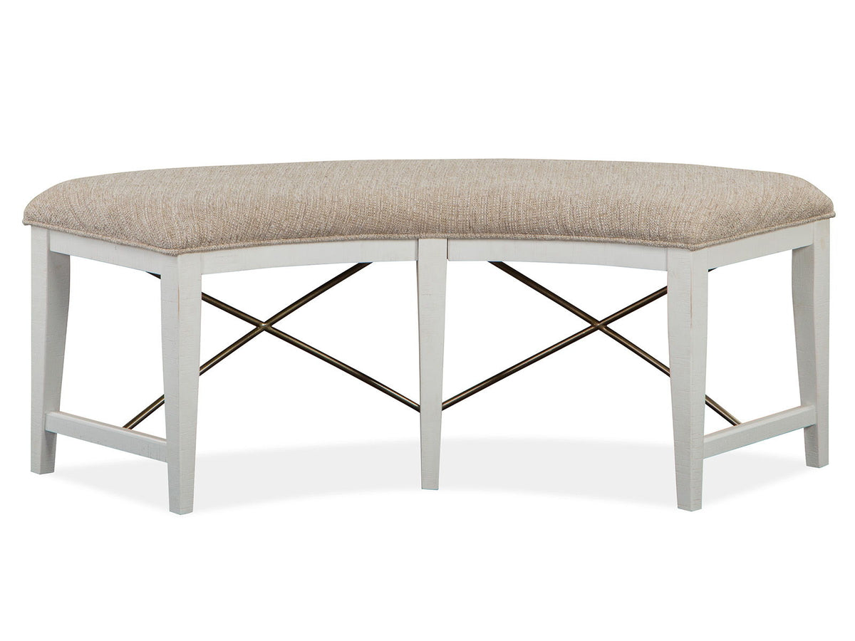 Heron Cove - Curved Bench With Upholstered Seat - Chalk White by Unique Piece Furniture