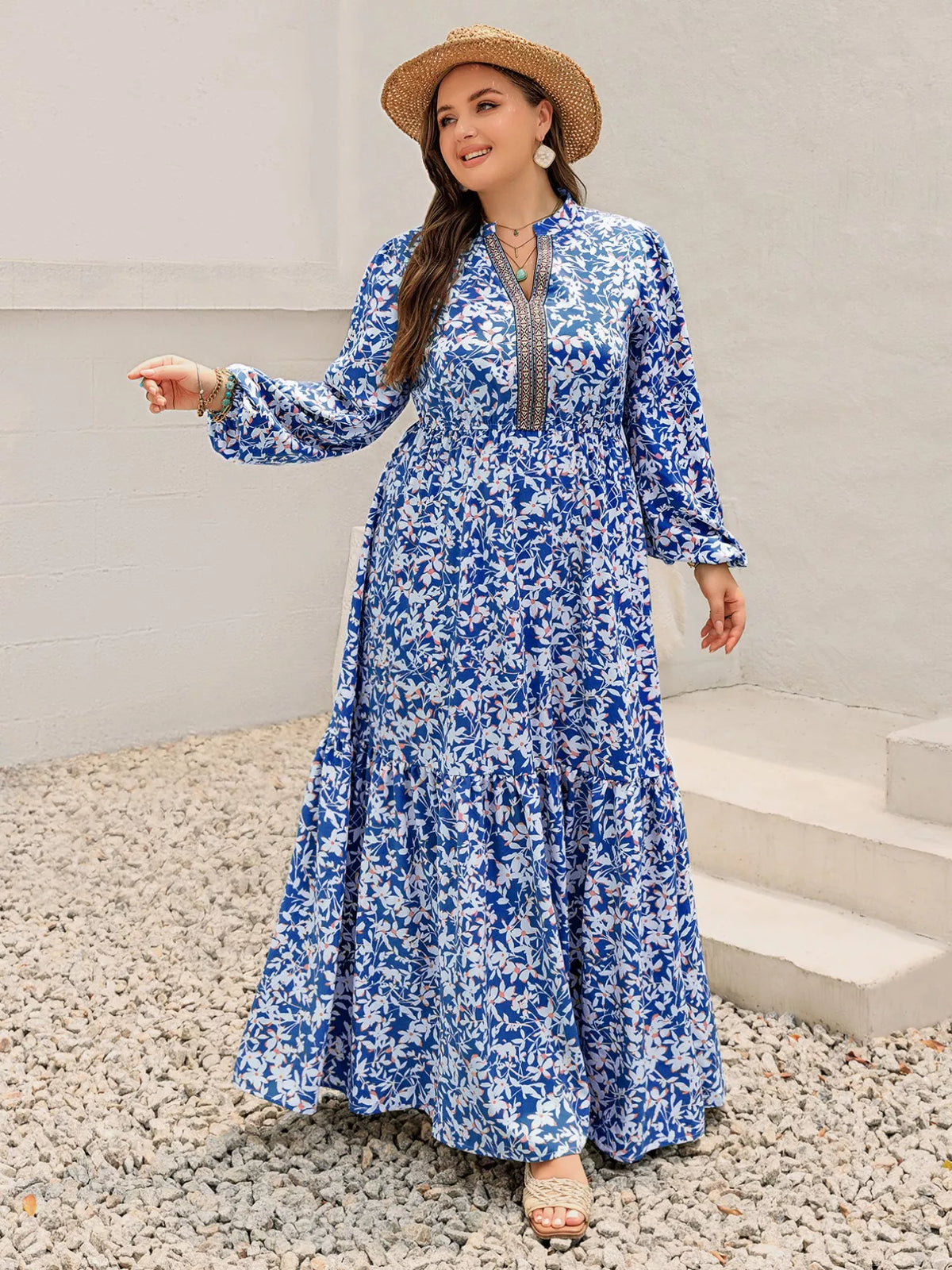 Plus Size Floral Print Bohemian Maxi Dress by Simply Love