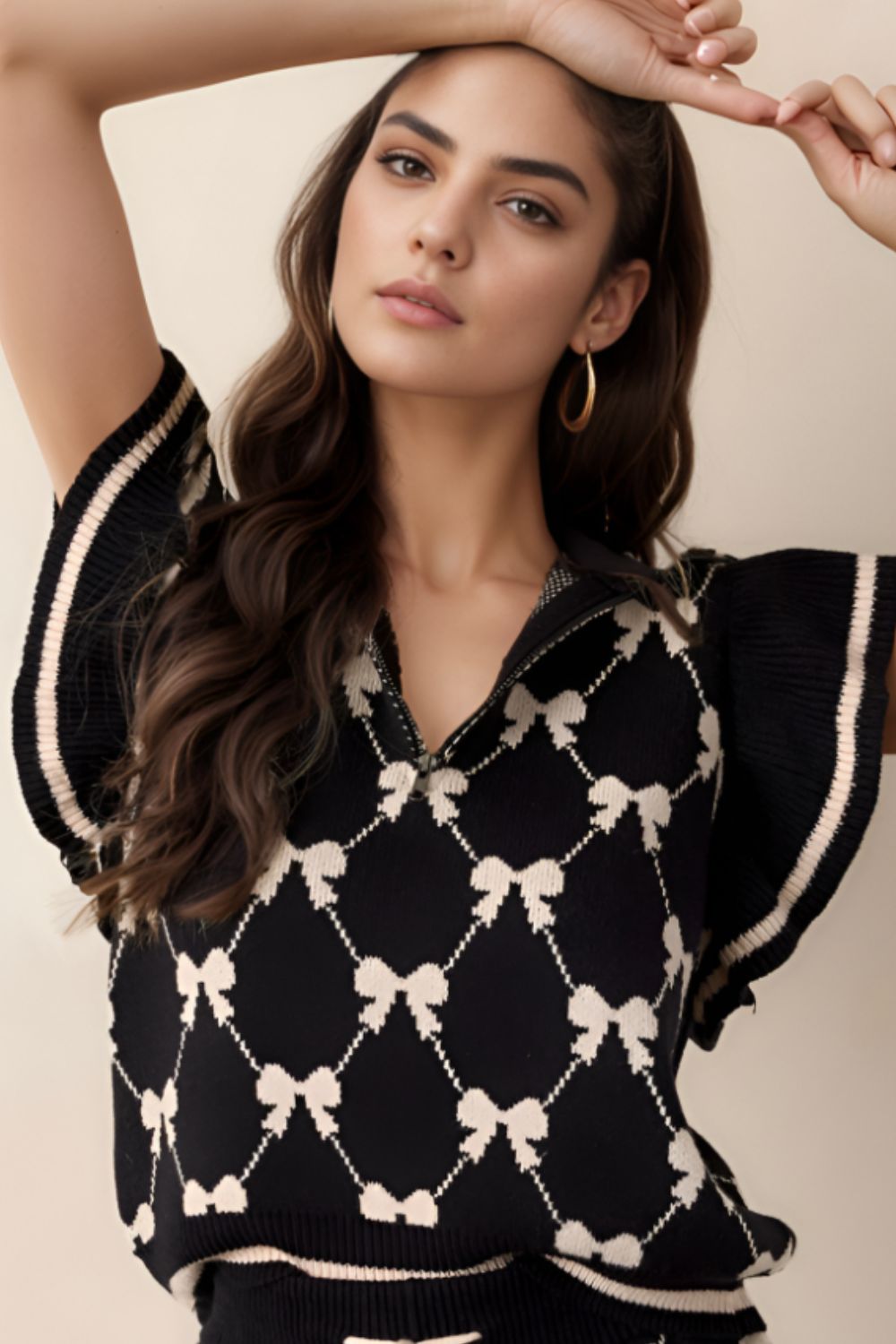 Bow Half Zip Sweater Vest by Wild and Free Boutique