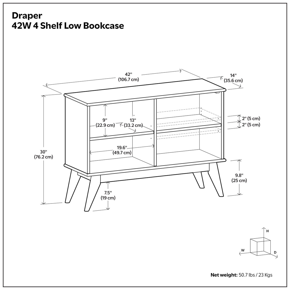 Draper - Handcrafted Low Bookcase by Unique Piece Furniture