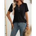 Women’s Notch V‑Neck Short‑Sleeve Tunic Top by FitiqueFit