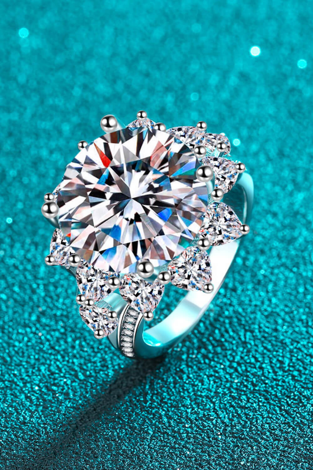 10 Carat Moissanite Flower-Shaped Ring by Wild and Free Boutique