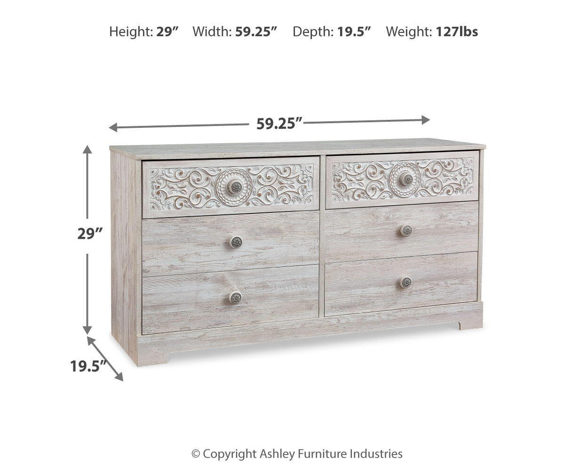 Paxberry - Six Drawer Dresser - Weatherworn - Whitewash by Unique Piece Furniture