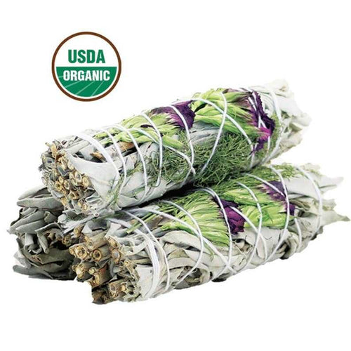 'Good Life' Floral White Sage Smudge Stick (4 in.) by Sacred Crystals