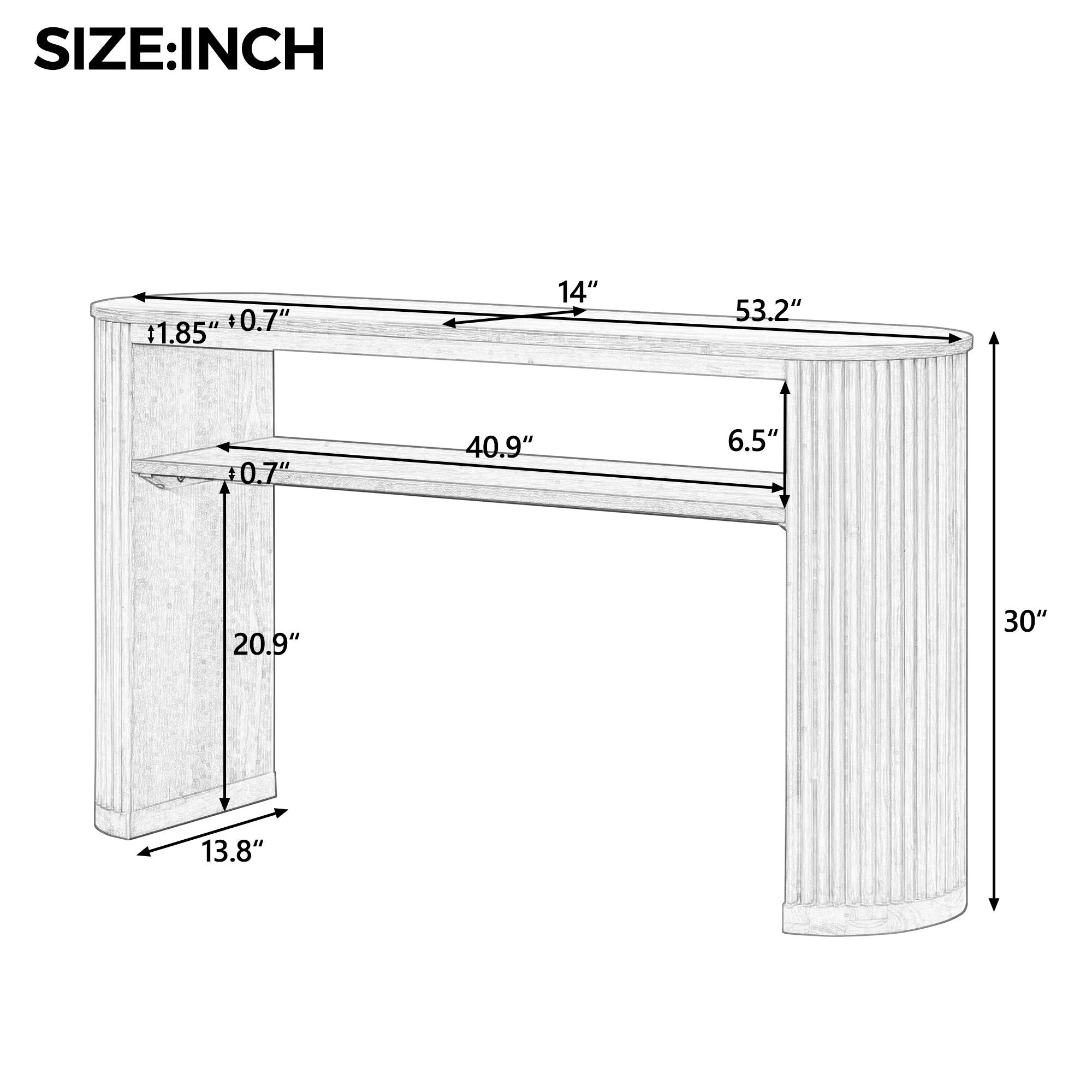 Console Table With Fluted Legs, Open Shelf by Unique Piece Furniture