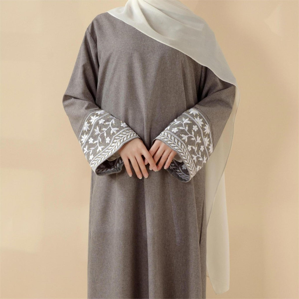 Elegant Cocoon-Cut Pullover Dress | 2-Piece Set Embroidered Abaya (MA145) by Mariam's Collection