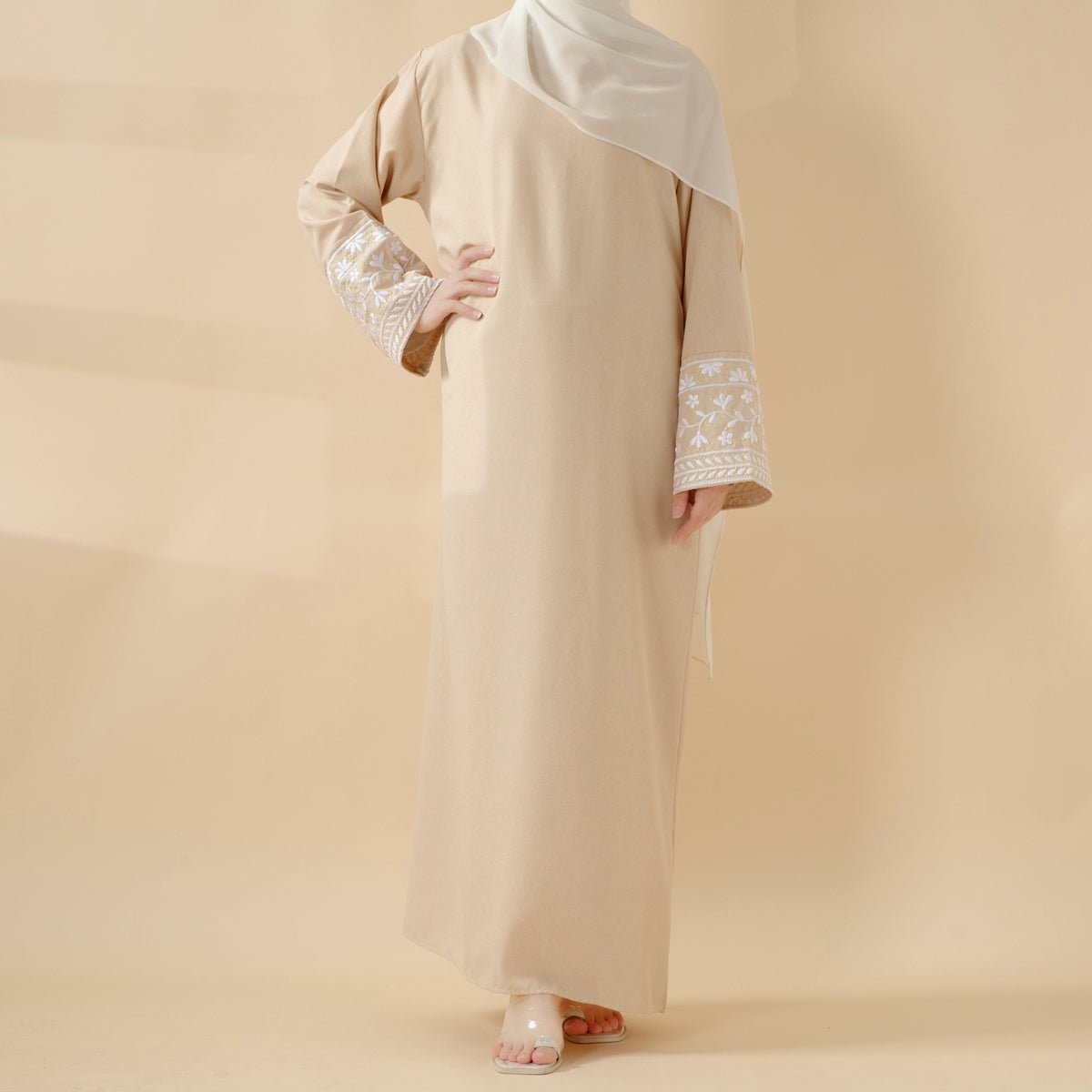 Elegant Cocoon-Cut Pullover Dress | 2-Piece Set Embroidered Abaya (MA145) by Mariam's Collection