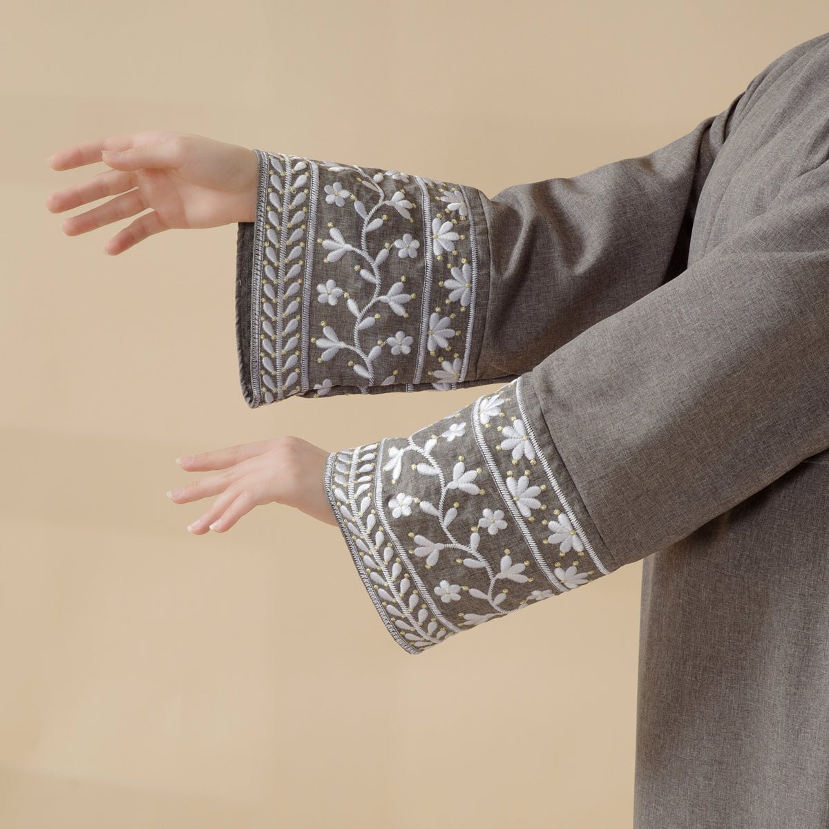 Elegant Cocoon-Cut Pullover Dress | 2-Piece Set Embroidered Abaya (MA145) by Mariam's Collection