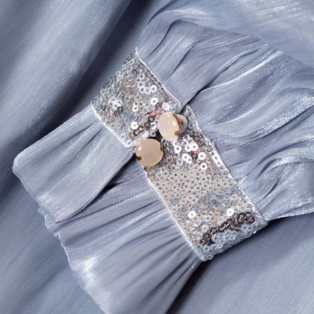 Elegant Glossy Flower Cuff Sequinned Abaya | Glossy Abaya With Sequins (MA140) by Mariam's Collection