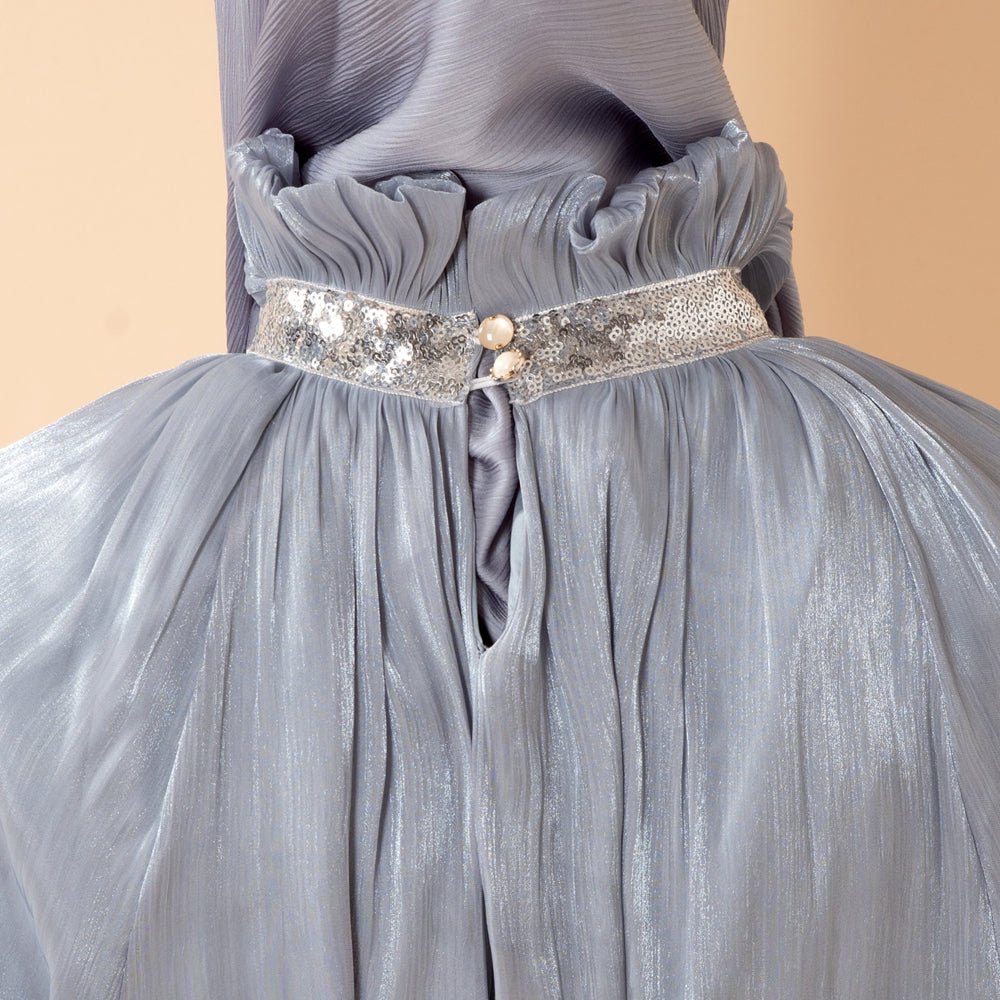 Elegant Glossy Flower Cuff Sequinned Abaya | Glossy Abaya With Sequins (MA140) by Mariam's Collection